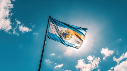 El Salvador Flag Waving in the Wind