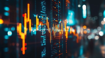 Fototapeta premium Investment Trade concept Investing in wealth stocks purchase chart Stock market sales Business data analysis of digital growth Concept of the growing power of compound interest success : Generative AI