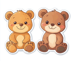 Obraz premium bears cute bears cartoon bears animal illustration bear friends friendship kids art adorable animals happy animals bear characters brown bear teddy bear