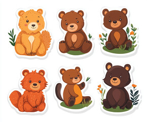 Obraz premium teddy bear cute bears pastel colors cartoon bears colorful toys adorable animals children\'s illustration baby animals plush toys kawaii design 