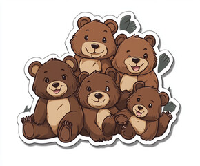 Fototapeta premium bears forest animals nature wildlife trees cute animals cartoon bears outdoor summer greenery flowers bear family playful bears children\'s illustration
