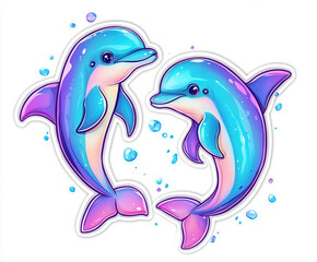 dolphins marine life ocean sea creatures colorful dolphins aquatic animals marine mammals water illustration cartoon dolphins cute dolphins playful dolphins 