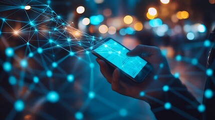 Communication technology  smart connection IOT and people network technology concept People using connective device to connect to the secured internet network and cloud computing serve : Generative AI