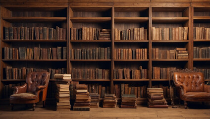 Old Books in a Library Background