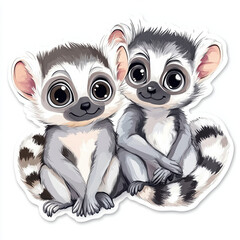 Fototapeta premium lemurs cartoon animals cute animals animal illustration wildlife art playful creatures kawaii style character design digital art animal lovers jungle animals 