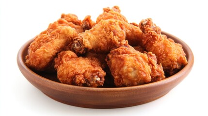 Crispy Fried Chicken Wings on a Wooden Plate