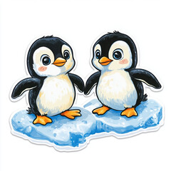 Fototapeta premium penguin cute animal cartoon character wildlife illustration graphic black and white adorable winter cold playfulness nature close-up stickers digital art family 