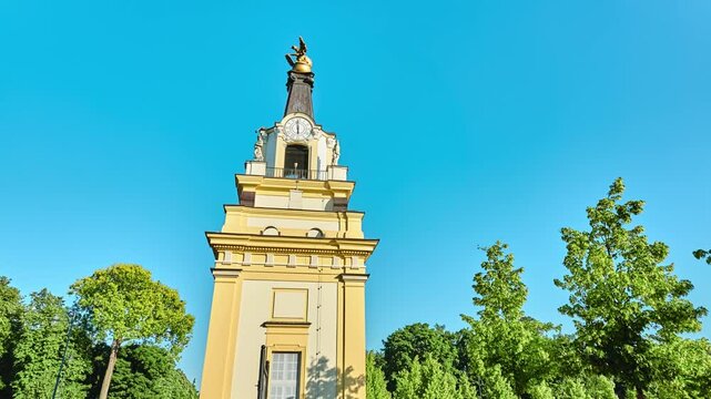 BIALYSTOK, POLAND - JUNE 1 2018: Main avenue to Gryf's gate. Branicki Palace is historical edifice in Bialystok, Podlaskie Voivodeship, Poland.