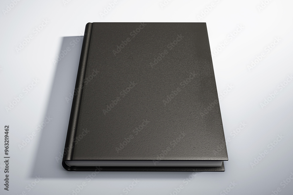 Poster black hardcover book mockup with shadows on a light background. 3d rendering