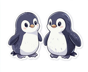 Fototapeta premium penguin cute animal cartoon illustration character joy wildlife arctic snowy playfulness adorable penguin duo fluffy penguins happy animals winter theme 