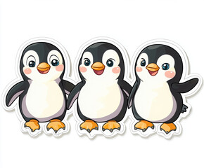 Fototapeta premium penguins cute penguins cartoon penguins baby penguins adorable animals animal illustration playful penguins happy penguins