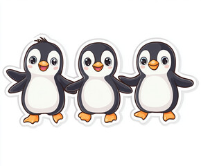 penguins cute animals cartoon illustration arctic wildlife animal group playful winter snow blue water fluffy adorable friends character design 