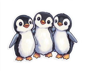 penguins cute penguins cartoon penguins baby penguins penguin trio playful penguins cartoon animals winter animals animal stickers aquatic birds 