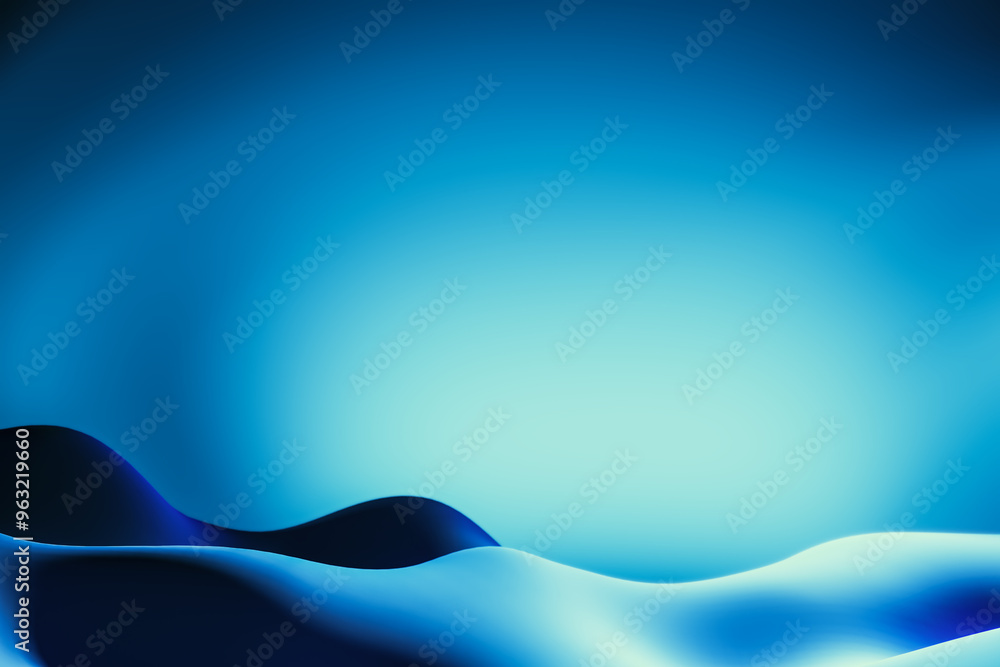 Leinwandbilder abstract blue wave background with gradient lighting. 3d rendering