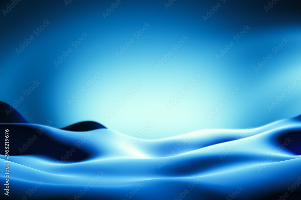 Poster Abstract blue wave pattern on gradient background. 3D Rendering