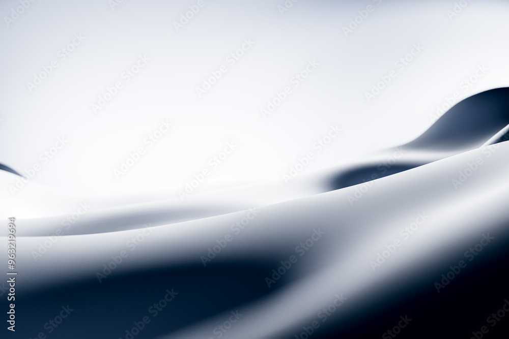 Poster Abstract grey wave pattern digital background with smooth curves. 3D Rendering