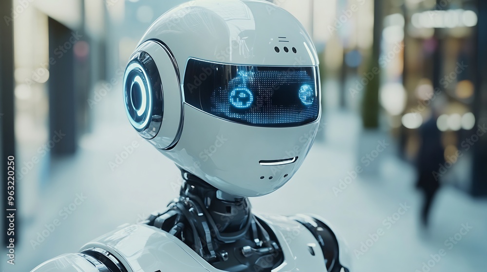 Poster AI robotic Artificial Intelligence businessman using AI chatbot for conversation with human Futuristic technology and digital communication concept : Generative AI