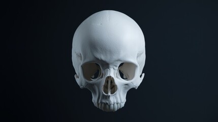 Fototapeta premium A detailed human skull model against a dark background, perfect for educational and artistic purposes.