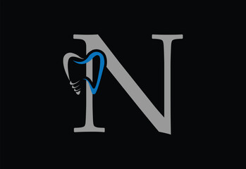 Dental Logo Design. Dentist Logo with latter N.