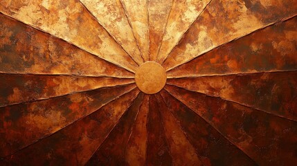 Abstract Textured Art with Radiating Lines in Warm Earth Tones of Brown and Gold