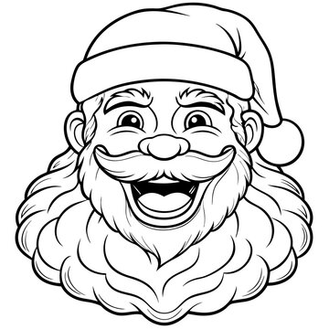 recommend clip art: Santa face line art design on white background