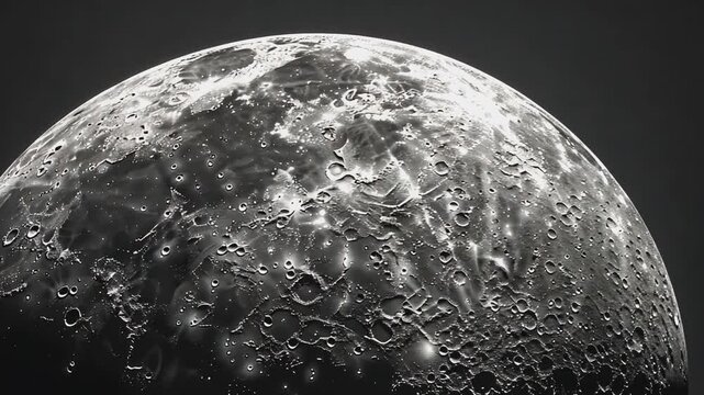A highly detailed view of the moon, showcasing its craters and surface texture against a backdrop of stars in the vast, dark universe.