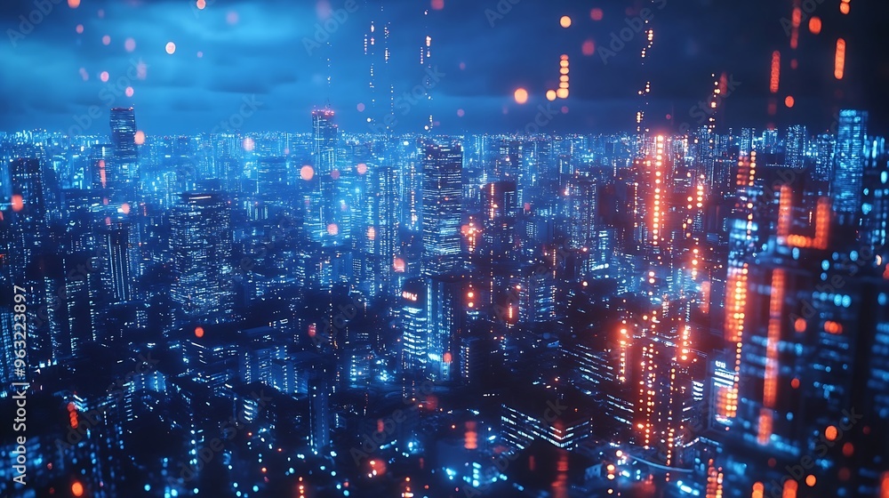 Poster smart city and intelligent communication network of things wireless connection technologies concept 