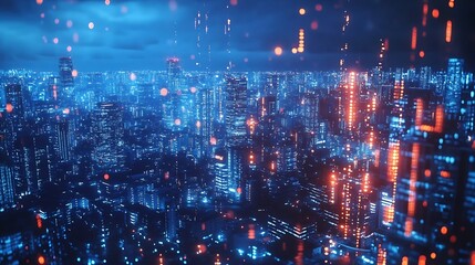 Fototapeta premium Smart city and intelligent communication network of things wireless connection technologies concept : Generative AI