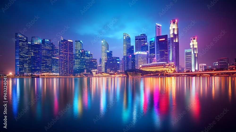 Poster modern cityscape and communication network concept internet of things ict information communication 