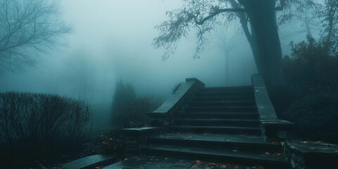 A suffocating fog engulfs a once-thriving garden, choking out any remaining signs of life or hope.