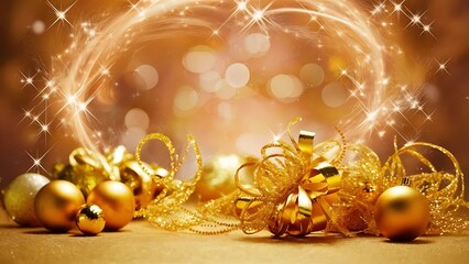 Fototapeta premium Golden festive background, abstract sparkle background
