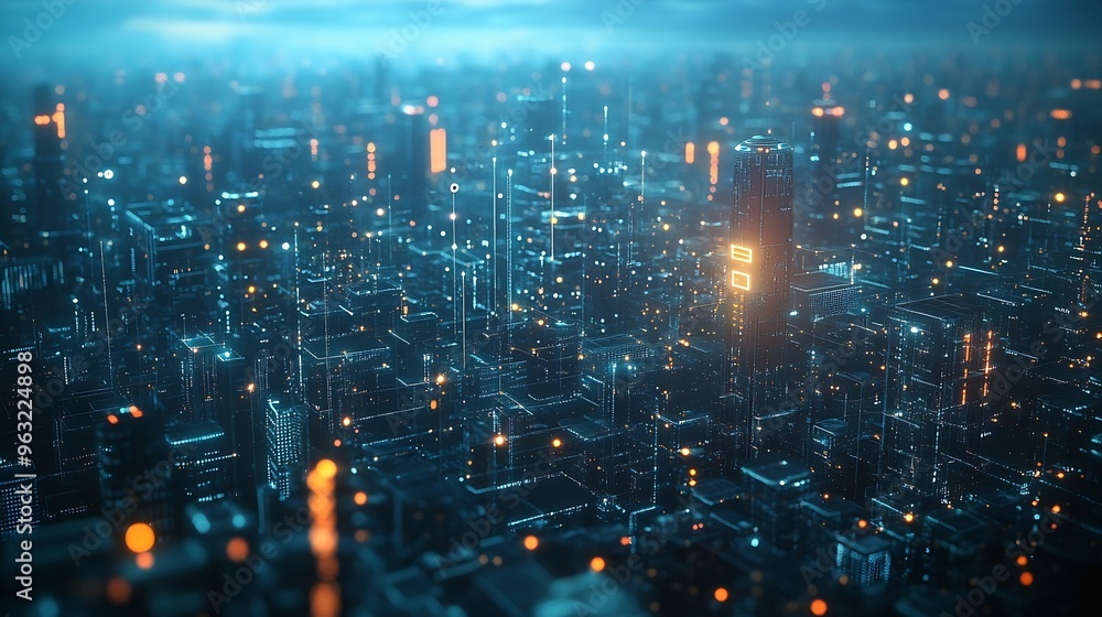 Aufkleber Advanced communication and global internet network connection in smart city  Concept of future 5G wireless digital connecting and social media networking : Generative AI