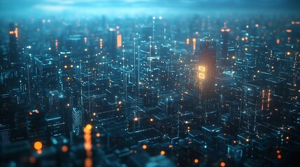 Fototapeta premium Advanced communication and global internet network connection in smart city Concept of future 5G wireless digital connecting and social media networking : Generative AI