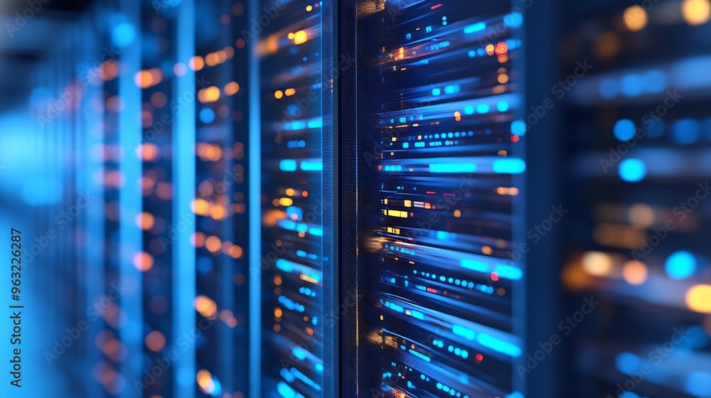 Fototapete Data exchange digital technology background software development cloud computing Business Intelligence global network Data analysis techician team computer programming internet technol : Generative AI