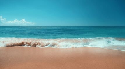 Fototapeta premium Serene ocean waves gently crashing on a tranquil sandy beach
