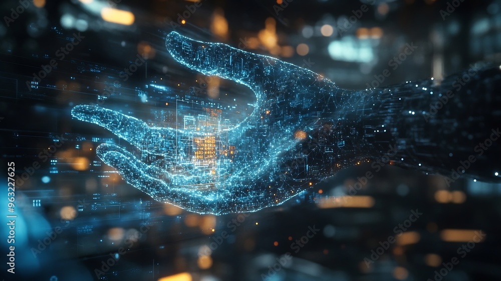 Aufkleber Digital technology software development AI Artificial Intelligence concept Computer programmer or software engineer programming with computer code and cloud computing technology backgr : Generative AI
