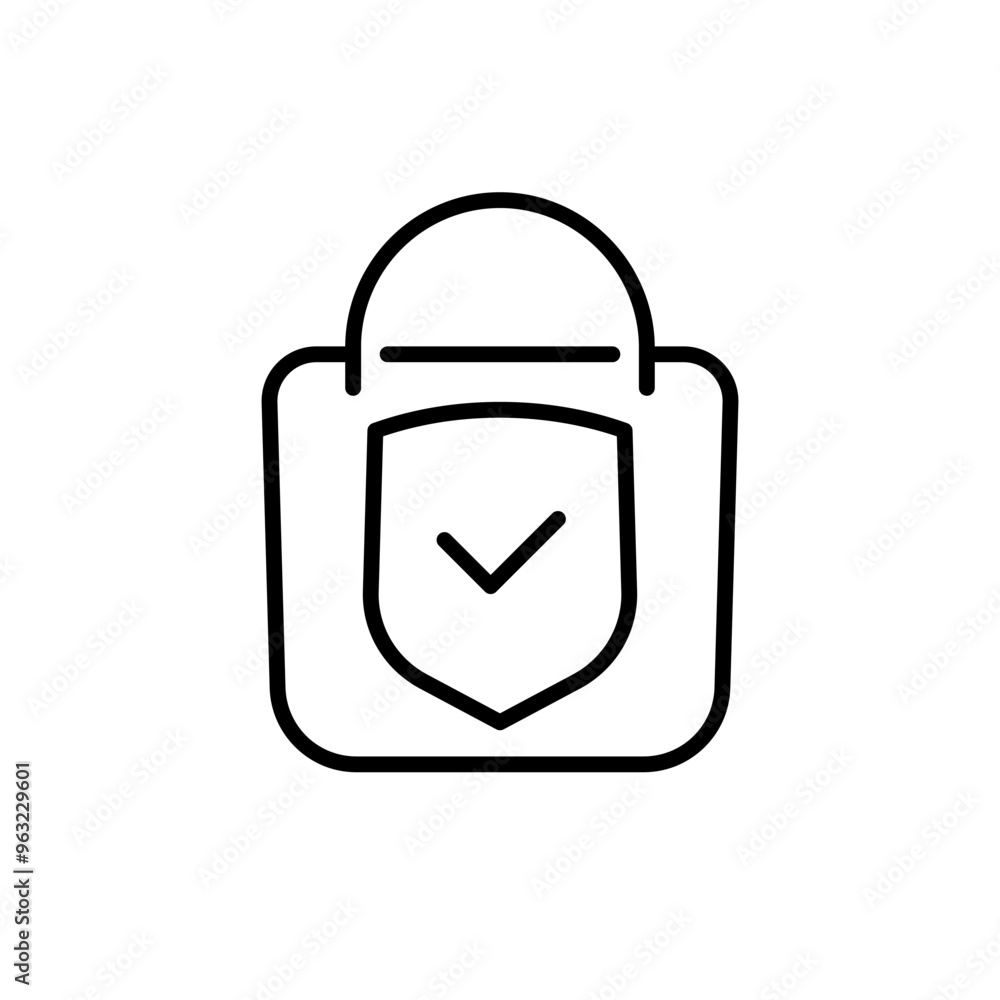 Sticker safe shopping icon on white, line vector