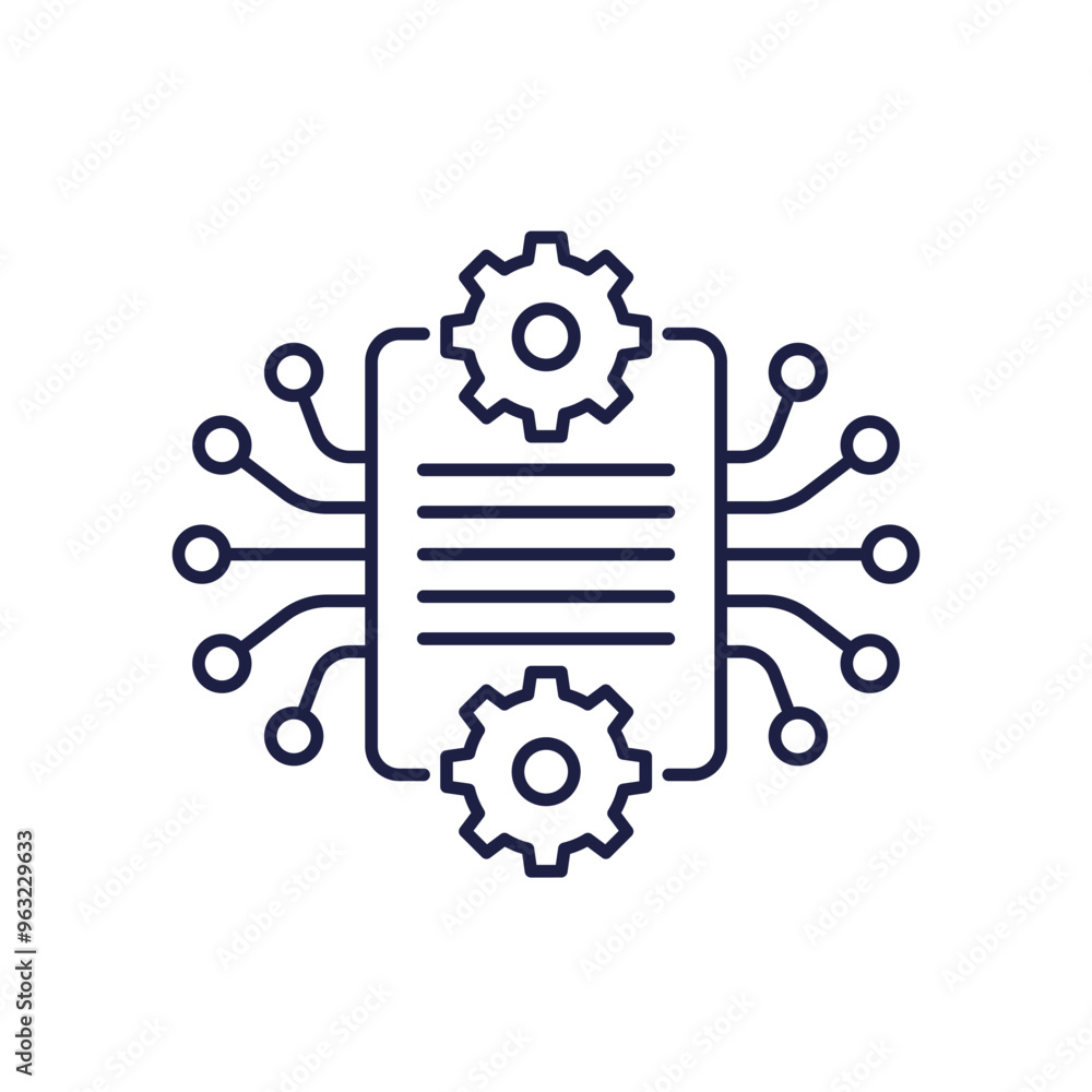 Poster workflow line icon, project or operations vector