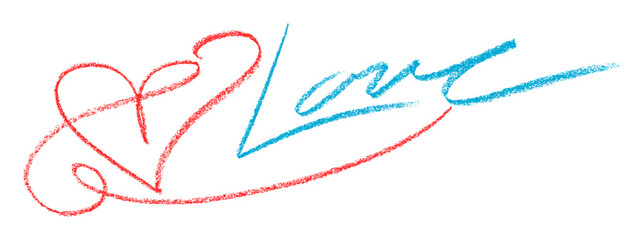 Love Heart Swirl Crayon Chalk Drawing Vector