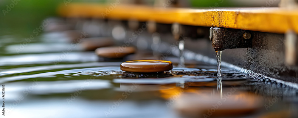 Aufkleber a serene close-up of water flowing over smooth stones, creating a calming atmosphere in a tranquil s