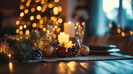christmas lights on the table