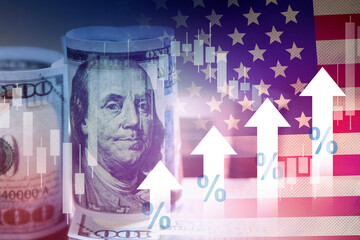 US financial inflation crisis with stock market graph , economy problem , investment analysis concept - Powered by Adobe