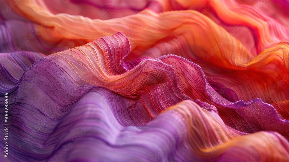 Poster macro photograph of a textile surface, revealing the intricate details of hand-dyed patterns and the