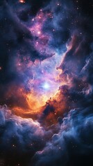 Naklejka premium Cosmic Nebula with Glowing Stars.