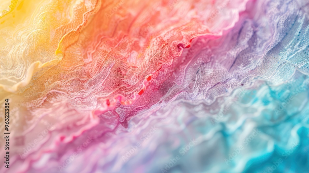 Poster macro photograph of a textile surface, revealing the intricate details of hand-dyed patterns and the