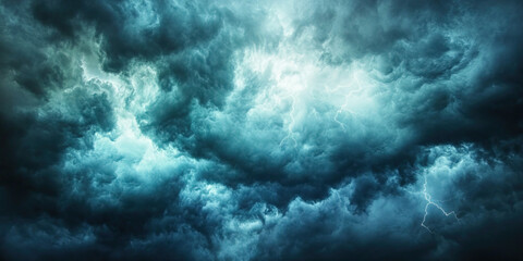 Fototapeta premium The Raging Storm: A tumultuous sky, filled with dark clouds and flashes of lightning.