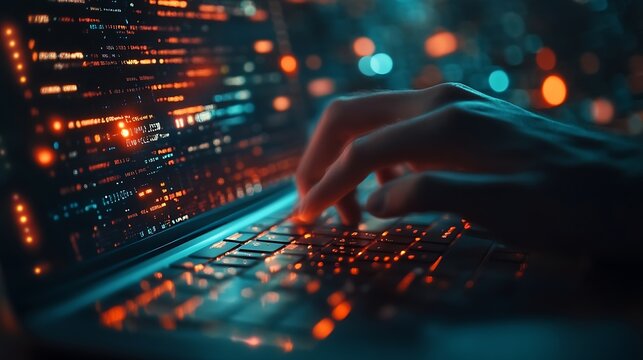 Ai Artificial Intelligence Digital technology metaverse software development IoT Internet of Things concept Software engineer using digital tablet coding on laptop javascript computer  : Generative AI