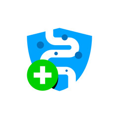 Fototapeta premium good bacteria in the human gut, probiotics concept illustration flat design icon, label