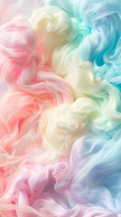 Fototapeta premium Pastel rainbow background with cotton candy pink, and green swirls