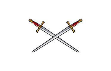 Crossed Sword vector icon set isolated on white background